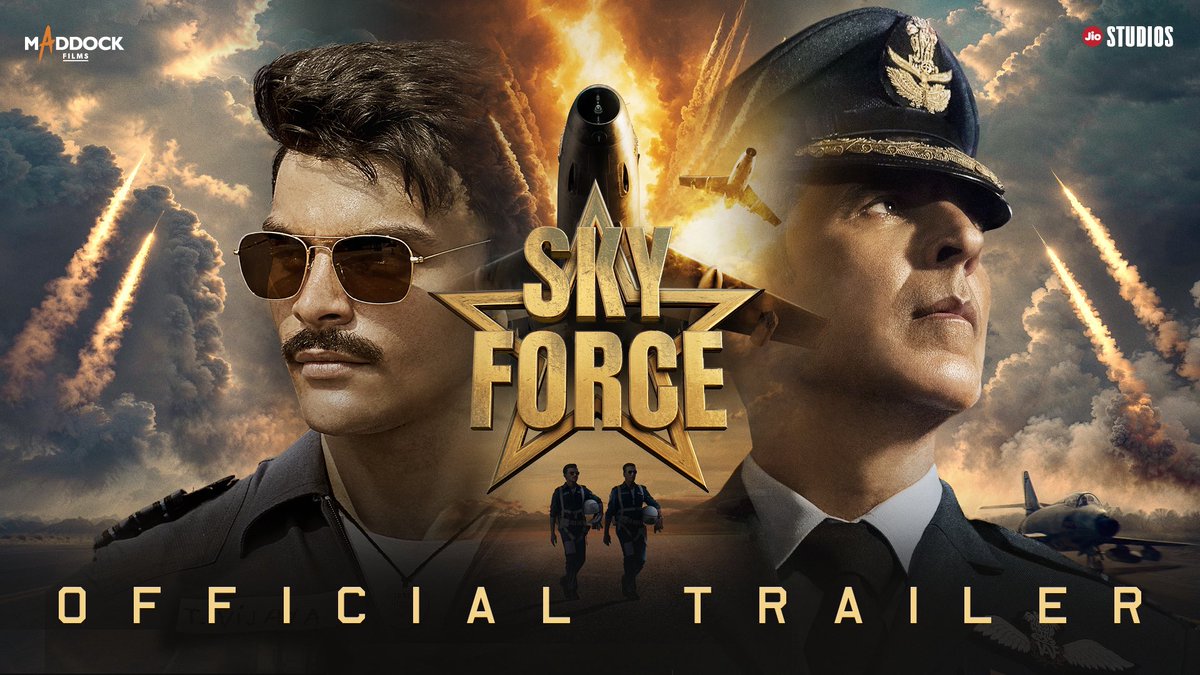 taran_adarsh's tweet photo. AKSHAY KUMAR - VEER PAHARIYA: 'SKY FORCE' TRAILER IS HERE... *REPUBLIC DAY WEEKEND* RELEASE... This looks SMASHING... #JioStudios and #MaddockFilms unleash #SkyForceTrailer, based on #India's deadly airstrikes on #Pakistan.

#SkyForce stars #AkshayKumar, debutant #VeerPahariya, #SaraAliKhan and #NimratKaur.

Produced by #DineshVijan, #JyotiDeshpande and #AmarKaushik... Directed by #SandeepKewlani and #AbhishekKapur.

Arrives in *cinemas* on 24 Jan 2025 [#RepublicDay weekend].