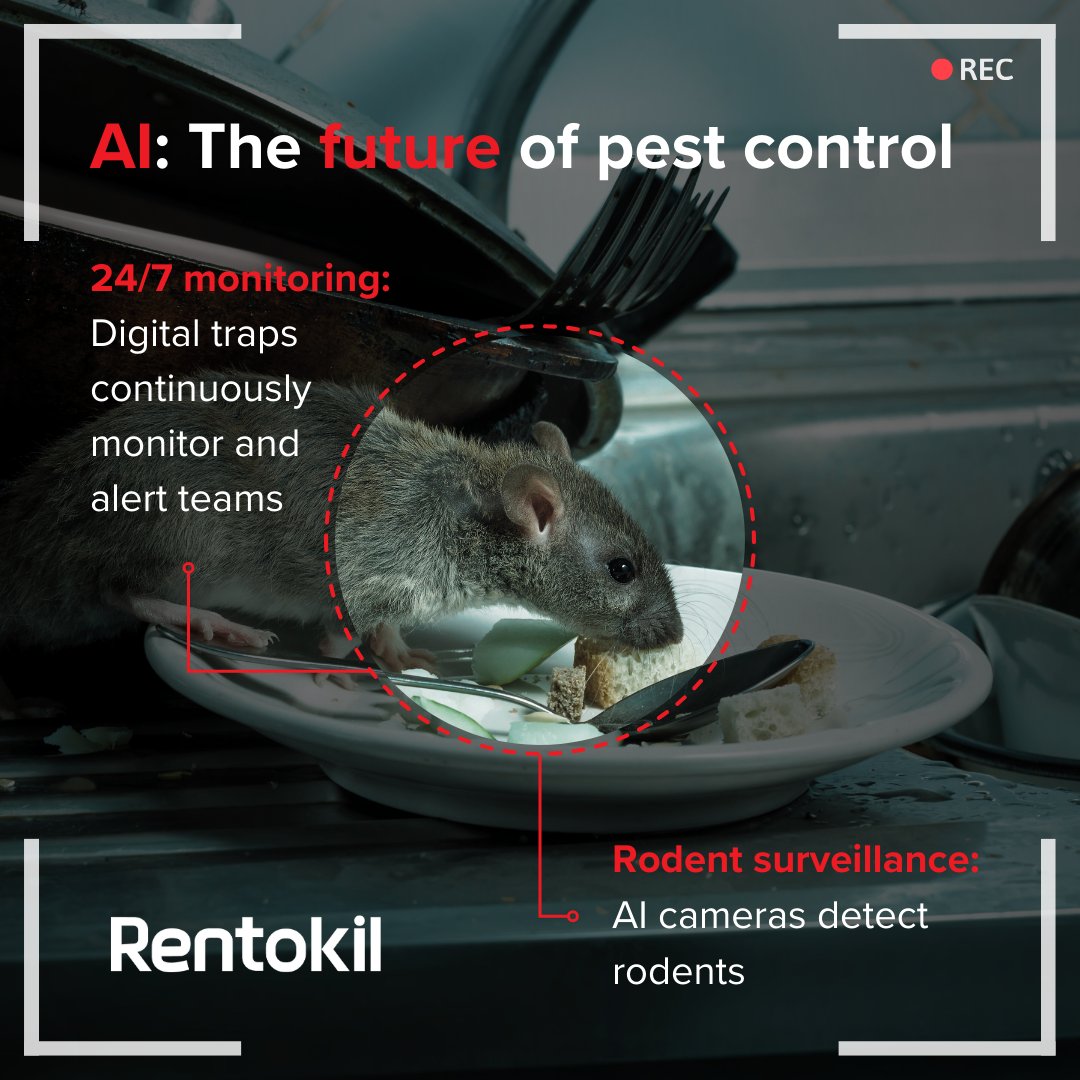Rentokil's tweet photo. Did you know AI and advanced camera technology are transforming pest control? From precision targeting to 24/7 monitoring.

Curious to learn more? Check out the full story on how we are changing the game:  https://t.co/JZpLxTEO8l  

#FutureofPestControl #AIinAction #Innovation https://t.co/AqQYFlDRpN