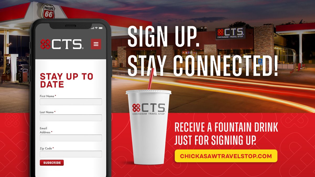 Stay in the know with Chickasaw Travel Stop! Find out about exciting promotions by signing up for our email newsletter.

Get started now 👉 bit.ly/3Nvfr0K