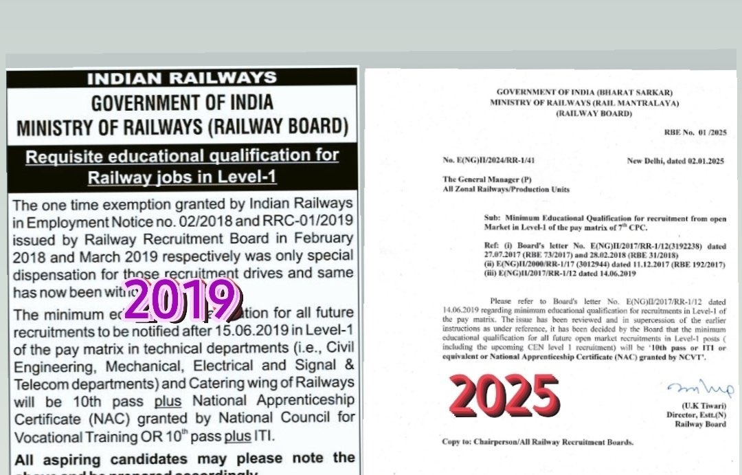 रेलवे ने 2019 में ITI अनिवार्य किया, छात्रों ने ITI की, अब रेलवे ने इसे हटा दिया।

यह छात्रों के साथ धोखा है, जिन्होंने मेहनत की थी। उनके संघर्ष का कोई फल नहीं मिला।

इस अन्याय के खिलाफ सभी को आवाज उठानी चाहिए।
  
#Iti_Qualification_In_GroupD
#अनुसूचित_क्षेत्र_आरक्षण_मोर्चा_रैली