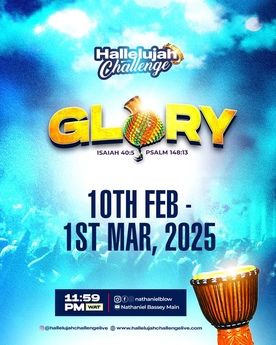 nathanielblow's tweet image. Shalom Saints !
Due to a few factors (for good), to allow more time to prepare (spiritually and otherwise) and to plan, the HALLELUJAH CHALLENGE for FEBRUARY 2025 will now be held from the 10th February to the 1st of March . Once again, Please note that the new dates are 10th…