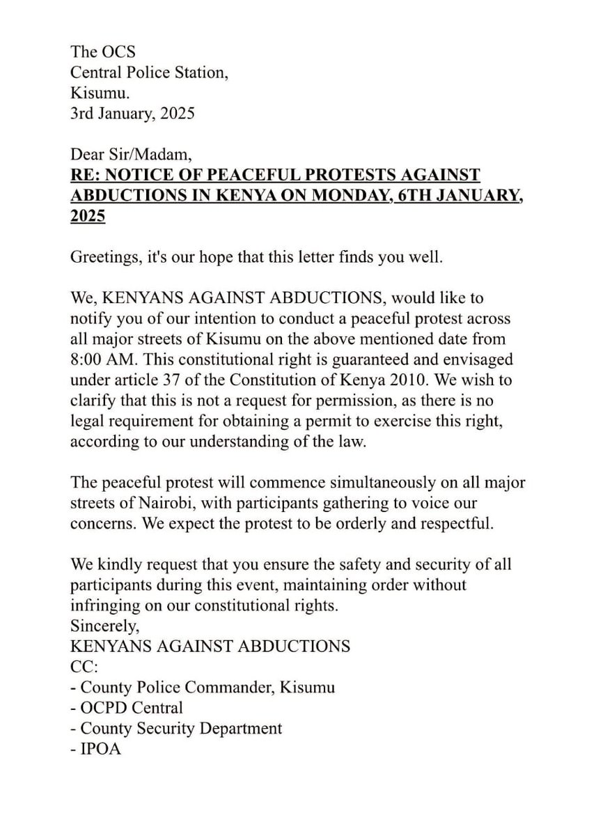 Kisumu can't sit back and watch the things being out of hands, ABDUCTIONS MUST STOP, RELEASE ALL THE ABDUCTEES ALIVE OR DEAD!!

Monday is Monday, release Kibet Bull!!

Natembeya was just right.