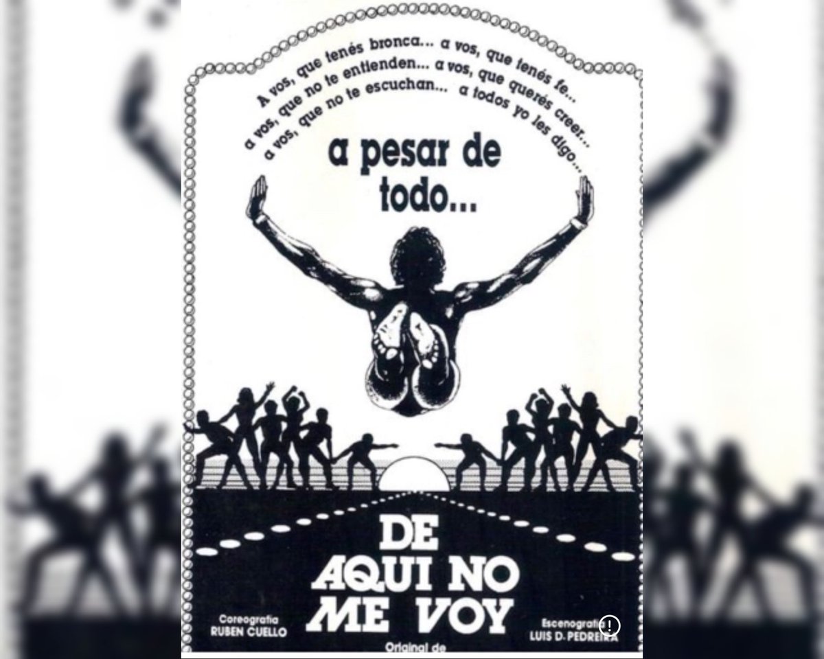 Un día como hoy hace 42 años se estrenaba en el Teatro Tabaris
🔺️
DE AQUI NO ME VOY de Pepe Cibrián
🔻
Libro y Letras: Pepe Cibrián
Música y Dirección Musical: Oscar López Ruiz
Coreografía: Rubén Cuello
Asistente de Coreografía: Mecha Fernández
Puesta y Dirección General: Pepe