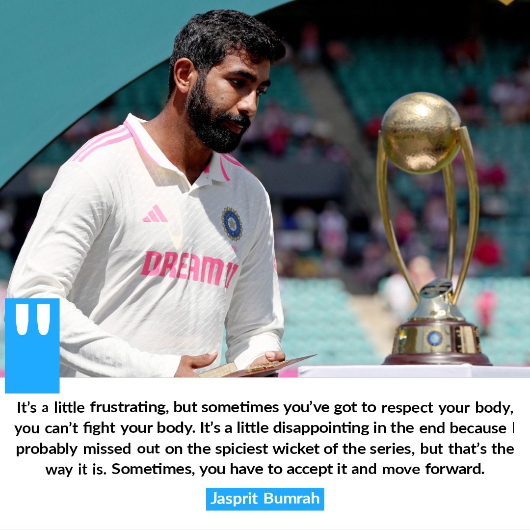 cricbuzz's tweet image. Jasprit Bumrah addresses his back issue that prevented him from bowling in the second innings of the #SCGTest 👀

cricbuzz.com/cricket-news/1…

#AUSvIND #AUSvIND #CricketTwitter