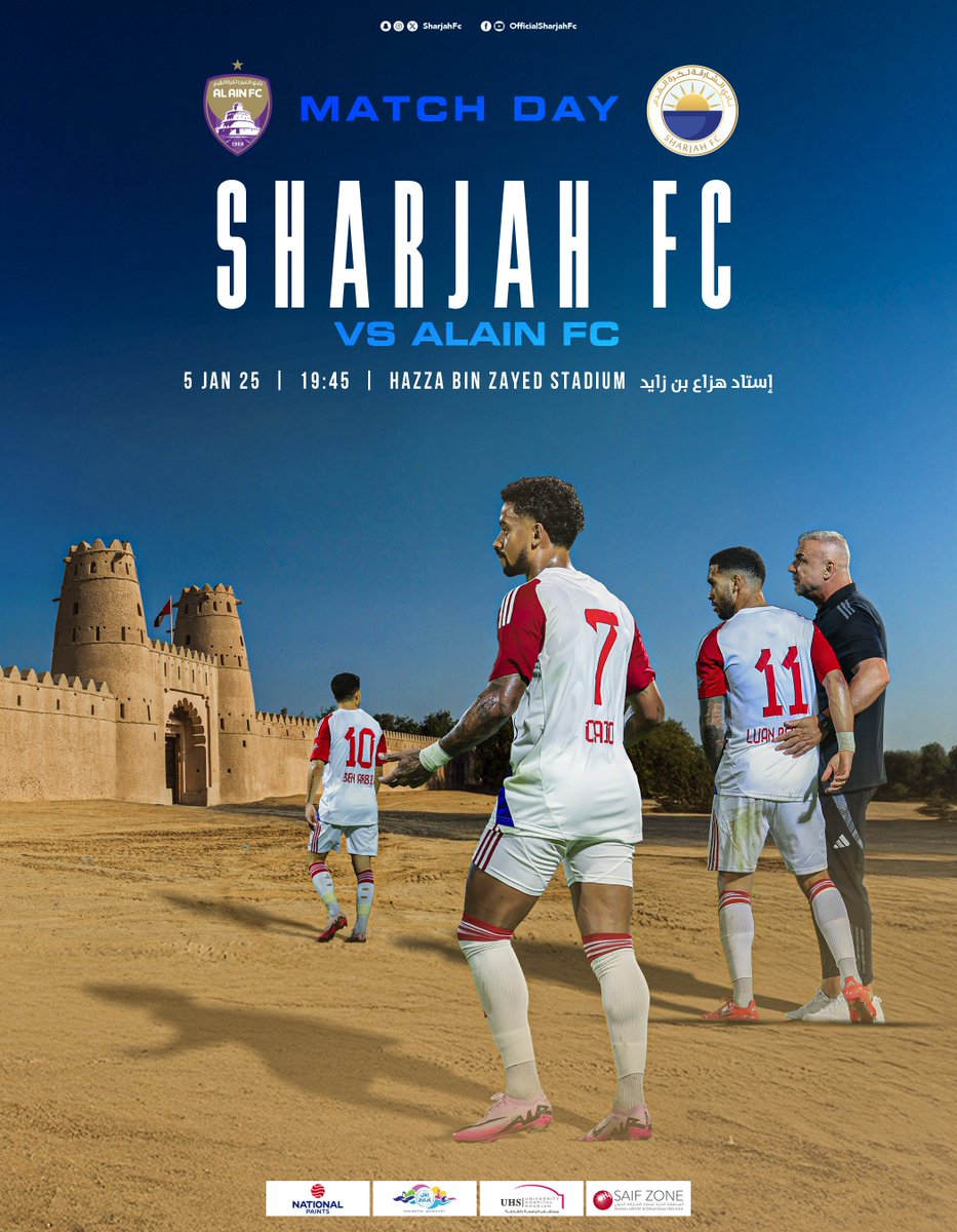 ⛳️ | يــوم المـ👑ـلك  

▫️العين Vs الشارقة
▫️الساعـة 07:45 مسـاءً 
▫️استـاد هزاع بن زايد
▫️#دوري_أدنوك_للمحترفين 
▫️#نادي_الشارقة