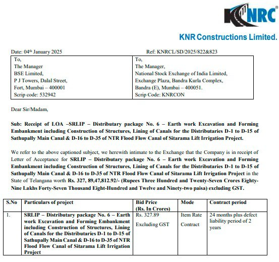 swing_blaster's tweet photo. #Reciept of #Orders (Dated 04/01/2025)
#KEEP #WATCH THESE #Stocks / #SCRIPS
1. RailTel Corporation of India Ltd. (#RAILTEL) has received the work order from M/s HPSES for HPSES-(SS) HQ Language Lab-STARS-2024-25-2416 amounting to Rs. 14,63,00,000 (Including Tax).
2. KNR CONSTRUCTION (#KNRCON)
