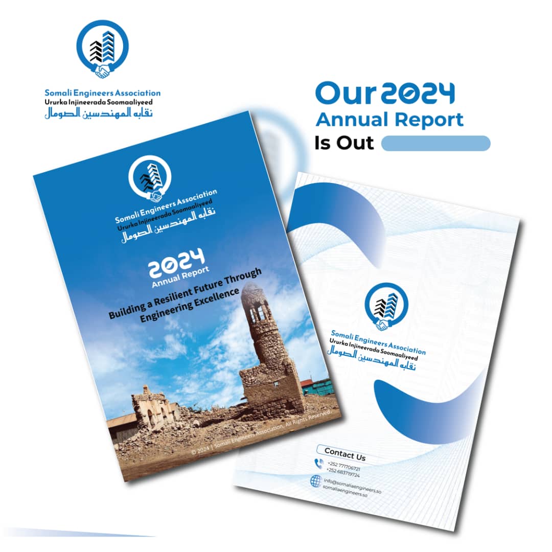 SomEngineers's tweet photo. Somali Engineers Association 2024 Annual Report

We are excited to present the 2024 Annual Report of the Somali Engineers Association (SEA), showcasing a transformative year for Somalia’s engineering community.
https://t.co/9wGkjjBI25 https://t.co/cGLWnXzHSl