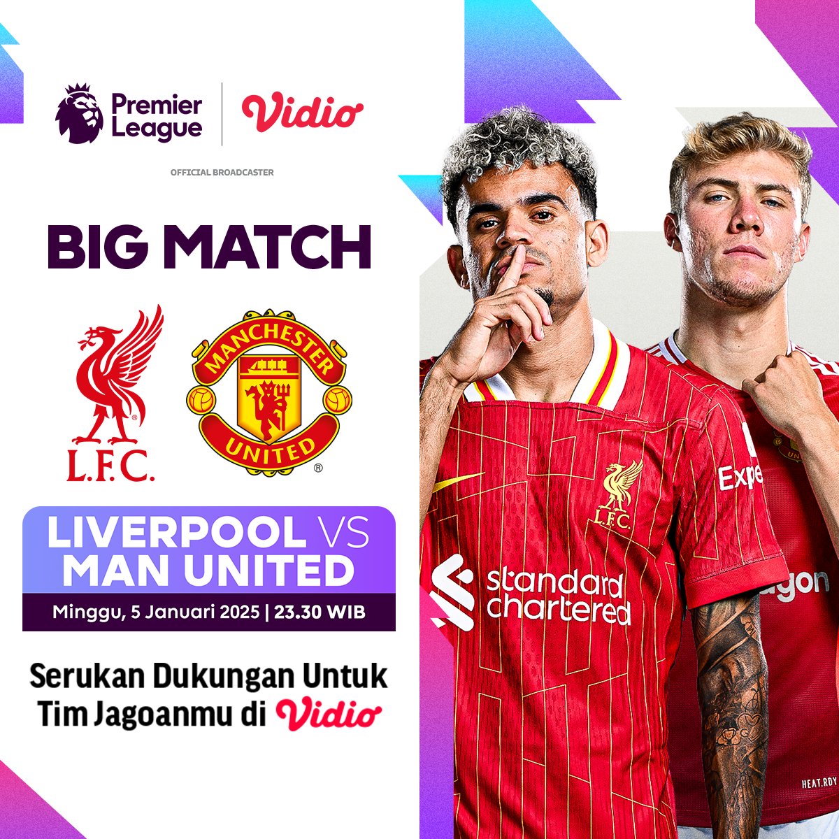 unitedarmyfc's tweet photo. Malam ini !!
Minggu, 5 Januari 2025
LFC vs MUFC
Kickoff : 23.30 wib
Anfield, Liverpool
Live at @vidiosports
 
DERBY NORTH WEST, kita akan gelar nonton bersama.
Venue : titikumpulcafe 
Jl. Lebak Bulus 3A

#MUFC 
#livescreeningunitedarmy 
#unitedarmyID https://t.co/u3nkbpkJv2