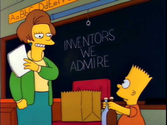 QuotesSimpsons1's tweet photo. Bart, are those liquor bottles?

I brought enough for everybody.

Take those to the teachers' lounge. You can have what's left at the end of the day.

#Simpsons https://t.co/3jO65yDk2D