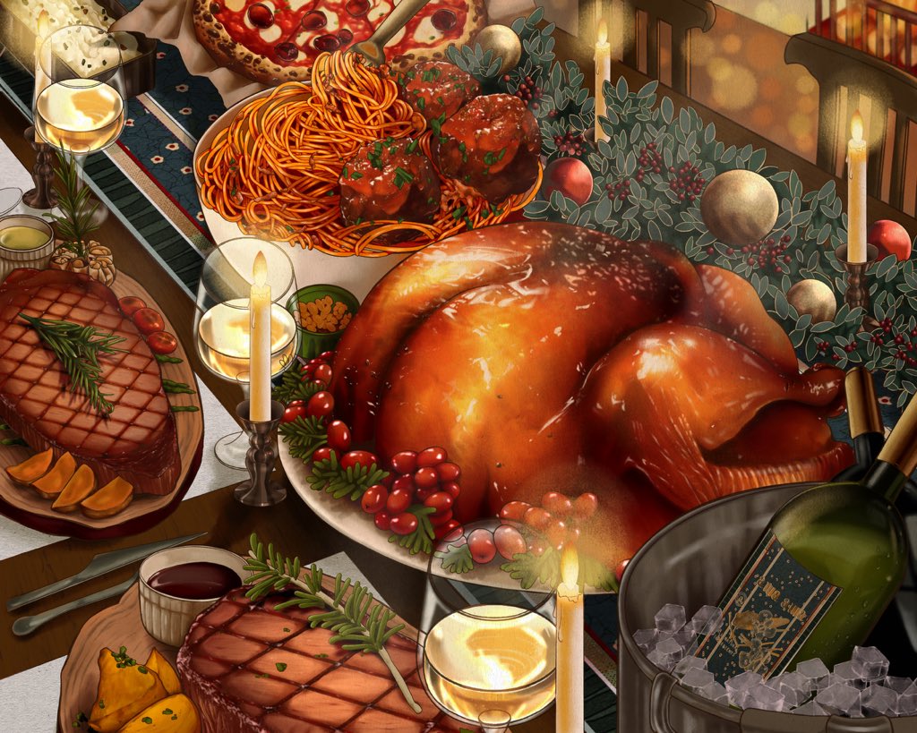 Lumeri_art's tweet photo. Christmas Dinner 🍗
 #cspcontest42 #cspcontest42_newcomer #cspcontest42 https://t.co/yjzqshOwIO