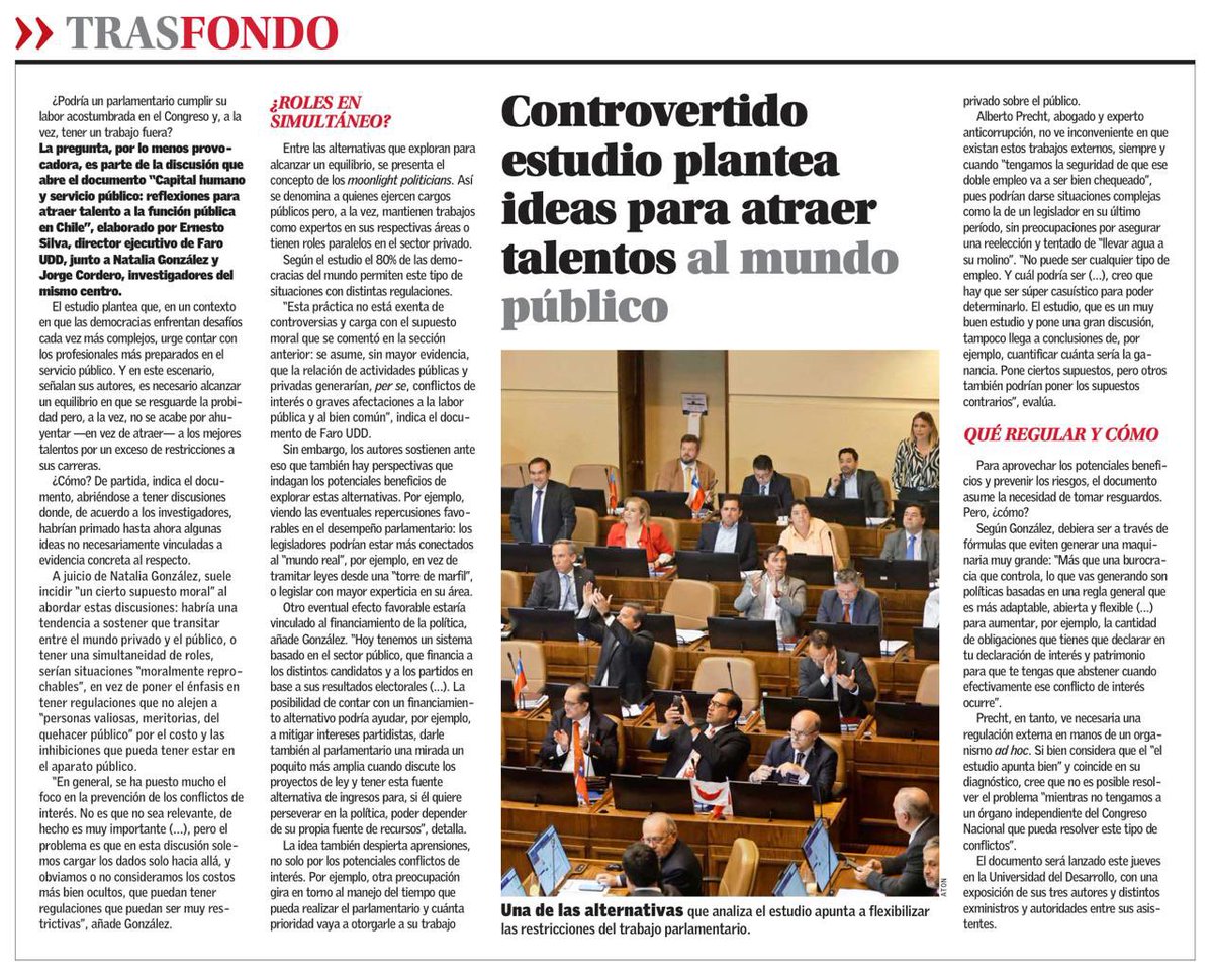 Faro_UDD's tweet photo. [PRENSA]👩🏻‍💻📚🌟
#FaroEnPerspectiva 
“Capital humano y servicio público: reflexiones para atraer talento a la función pública” #Talentos #MundoPúblico #EstudiosFaroUDD #Academia 

“En un contexto en que las democracias enfrentan desafíos cada vez más complejos, urge contar con los profesionales más preparados en el servicio público”. 

Hoy | Un adelanto de #FaroEnPerspectiva, elaborado por Ernesto Silva, Director Ejecutivo de #FaroUDD, Natalia Gonzalez y Jorge Cordero, profesores investigadores de #FaroUDD, en @ElMercurio_cl 

Disponible aquí: ⬇️
