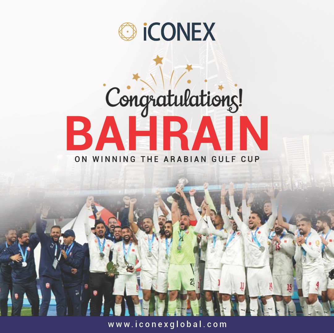 iconexglobal's tweet photo. Proud Moment for Bahrain π§π
Congratulations to our incredible national football team for clinching the 26th Arabian Gulf Cup! πβ½ Your hard work, dedication, and determination have brought glory to the nation.
#BahrainVictory #ArabianGulfCup #Champions #football #Bahrain https://t.co/mEHXAYEveo