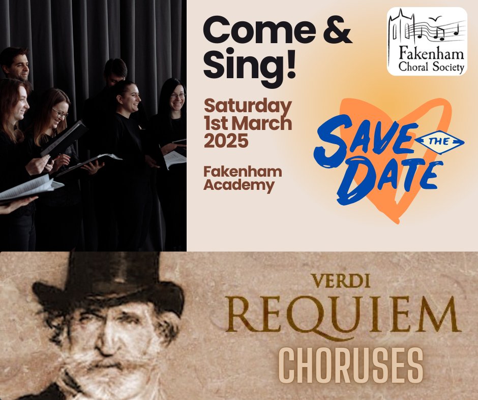 What a great time to plan your next singing excursion. Join us for a day singing choruses from Verdi's fabulous Requiem. We'll also be raising money for <a href="/nelsonsjourney/">Nelson's Journey</a> More details &amp; registration at fakenhamchoralsociety.org