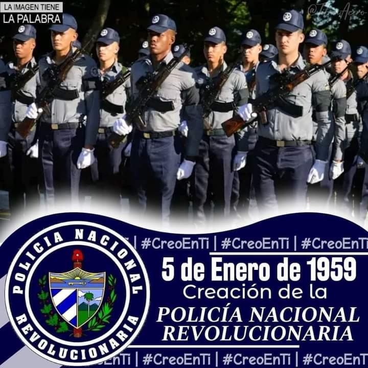 Al cumplirse 66 años de fundada la Policía Nacional Revolucionaria 🇨🇺, rendimos homenaje a  esos hombres y mujeres q llevan en sus esencias la vocación por una sociedad mejor y más justa, garantes de la tranquilidad ciudadana. ¡Gracias por ser la mejor policía!
#HéroesDeAzul