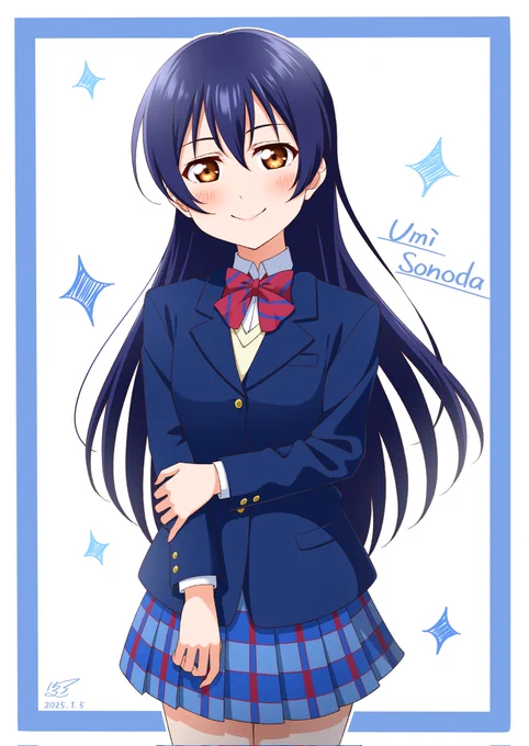 新年一発目の絵です!初心に帰って制服の海未ちゃんを描きました 