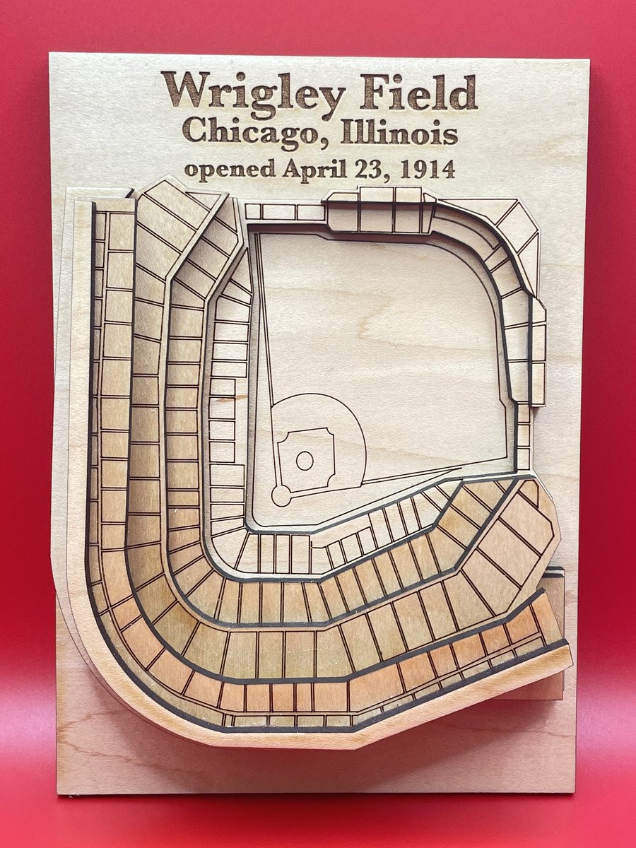 A new year of 3D laser-cut and custom designed stadiums in finished maple. 

Day 3: The friendly confines of Wrigley Field. 

Each piece is originally designed and hand assembled by Andy Losik. 

#FlyTheW  #Cubs #MLB

ClassicStadiumFire.etsy.com