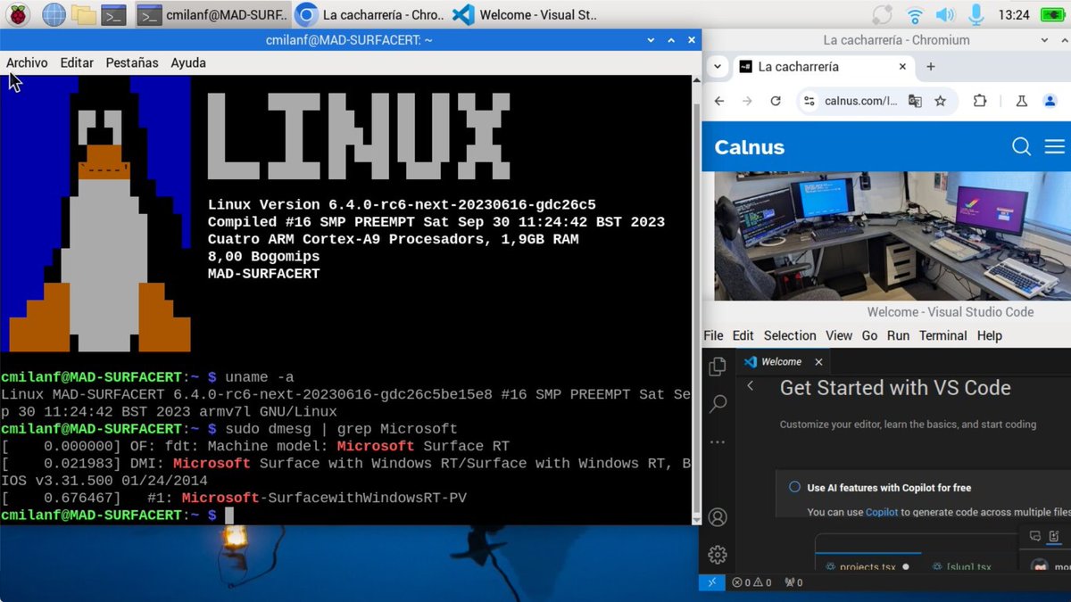 cmilanf's tweet photo. ¿Alguien tiene en el armario una Microsoft Surface RT? A día de hoy es posible instalarle GNU/Linux y darle nueva vida para experimentar con ella. Toda la información del procedimiento que he seguido está aquí: https://t.co/miI0ZCMv8d https://t.co/poJ2mTHyM8