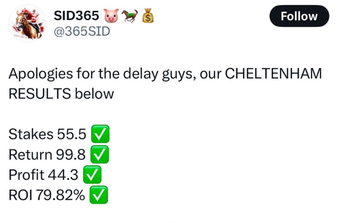 365SID's tweet photo. THE KING OF CHELTENHAM is back!!

Last year was absolutely brilliant and the build up for 2025 starts NOW! 

£50 for 10 weeks of Cheltenham selections and discussions. Link below to join ⬇️

https://t.co/lllZjk87W9 https://t.co/VRjmPyzeI9