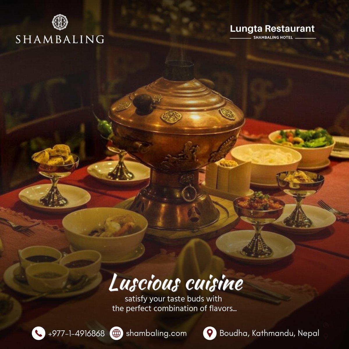 ShambalingHotel's tweet photo. 🍴 𝗔 𝗙𝗲𝗮𝘀𝘁 𝗳𝗼𝗿 𝗬𝗼𝘂𝗿 𝗦𝗲𝗻𝘀���𝘀 𝗮𝘁 𝗟𝘂𝗻𝗴𝘁𝗮 𝗥𝗲𝘀𝘁𝗮𝘂𝗿𝗮𝗻𝘁 🍴
Satisfy your taste buds with luscious cuisine and the perfect blend of flavors. 🌿✨

#LungtaRestaurant #TasteTheFlavors #CulinaryDelights #ShambalingHotel https://t.co/XSqxC4C5Pz