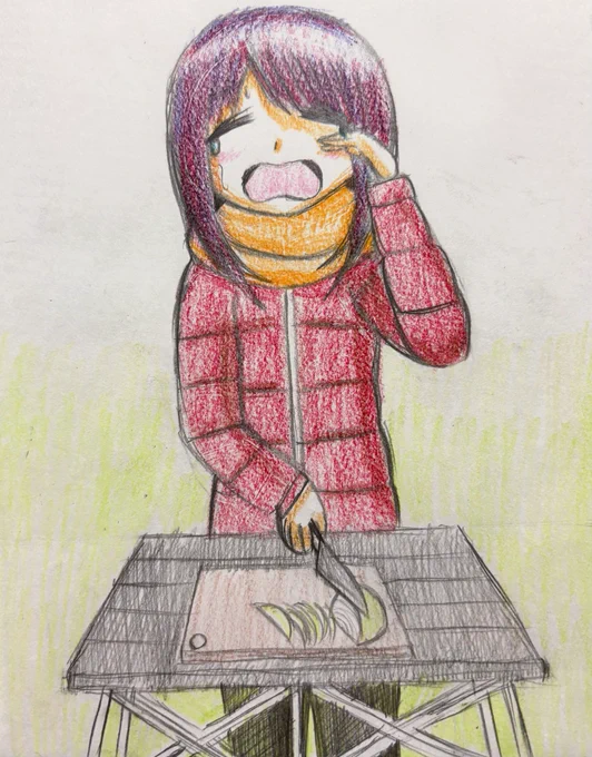 玉ねぎを切るアヤちゃん #ゆるキャン #土岐綾乃 