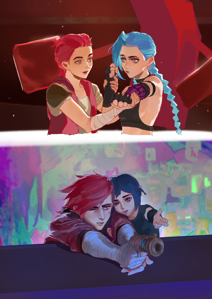 #vi #jinx #powder sisters teaching each other