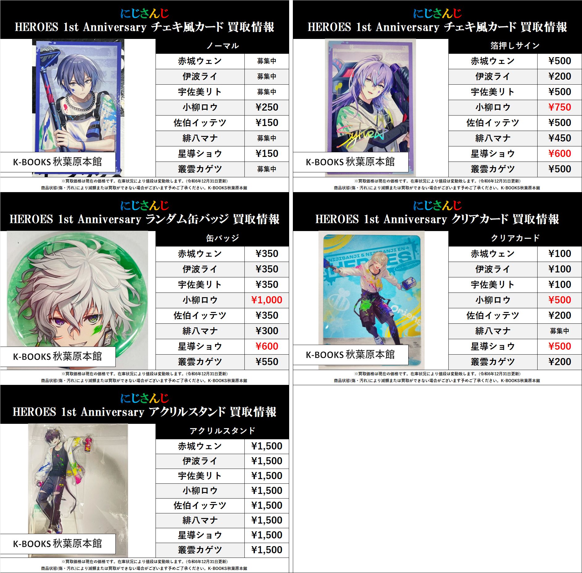 星導ショウ HEROES 1st Anniversary 缶バッジ NIJISANJI ＆ NIJISANJI