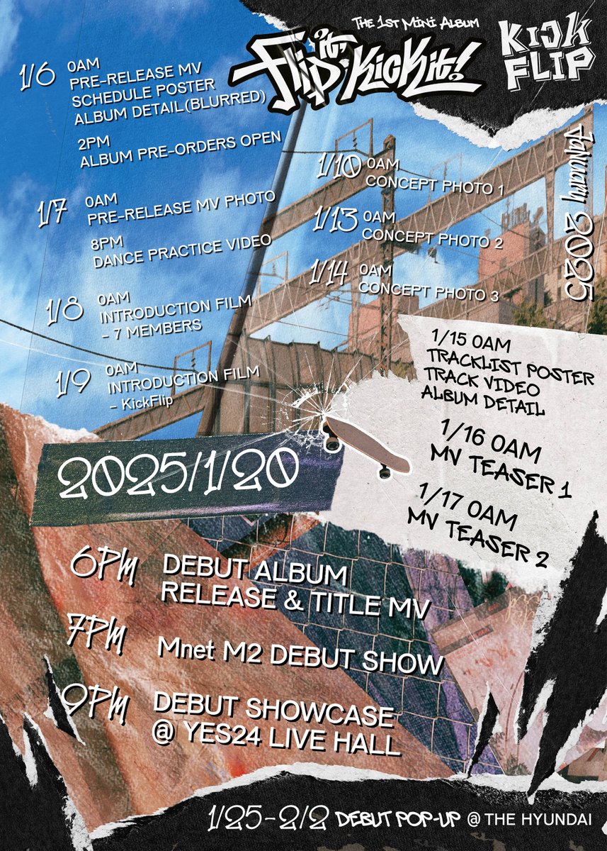 KickFlip(킥플립) "Flip it, Kick it!"
Promotion Scheduler

KickFlip The 1st Mini Album
2025.1.20 6PM(KST) Release!

Pre-save &amp; Pre-add : presave.umusic.com/kickflip

#KickFlip #킥플립
#응그래 #UmmGreat
#Flip_it_Kick_it
#KickFlipDebut