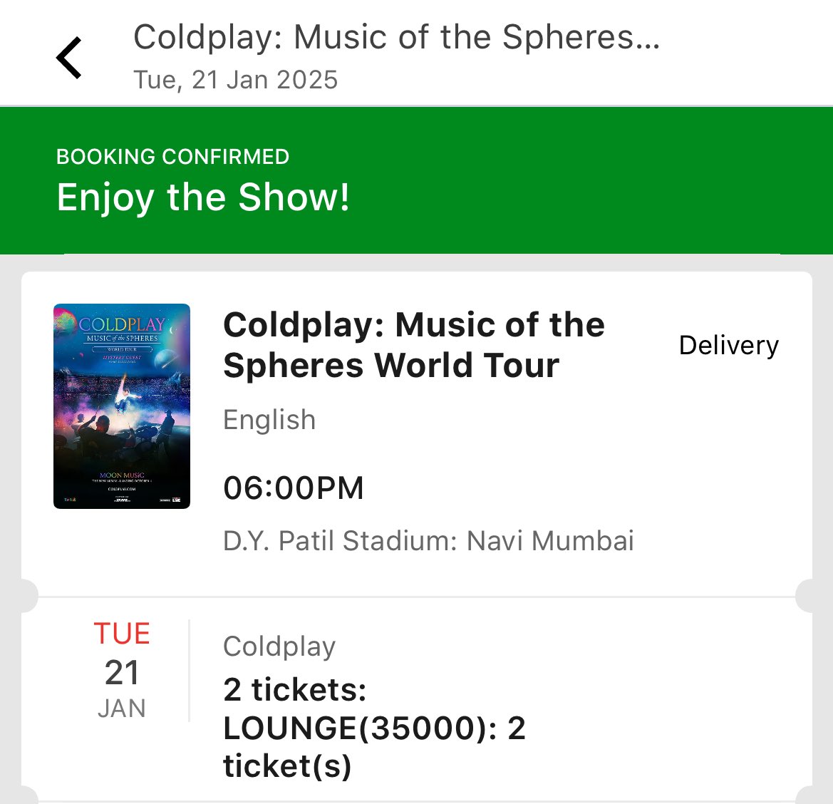 ChaddarCheese16's tweet photo. #coldplay #ColdplayMumbai #coldplaytickets #coldplayconcert #coldplaylive #coldplayahmedabad #MusicOfTheSpheresWorldTour https://t.co/TdTovfAEk3