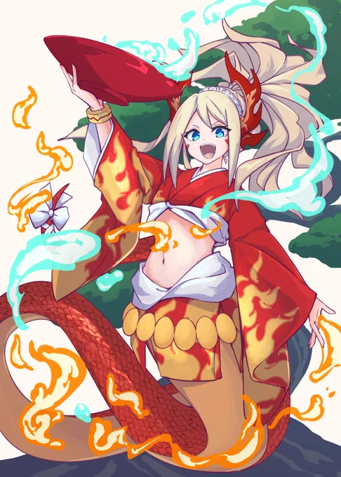 描き初めはエキドナちゃ 今年もパズドラいっぱい描きたいね #パズドライラスト 