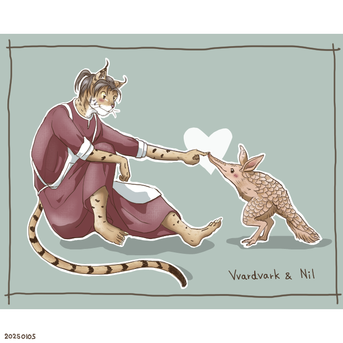 Browntabby_nya's tweet photo. ヴァルドヴァークとこの者（ニル：自キャラ）🐱
If This one had ears and nose like Vvardvark, would Azander think Nil was cute?😳 https://t.co/omTaerBQ4A