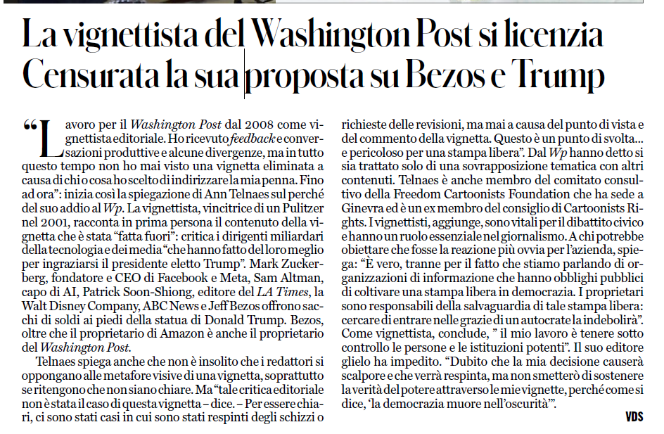 Moonlightshad1's tweet photo. Il Washington Post è stato il giornale dell'inchiesta che ha mandato a casa un presidente degli stati uniti, dopo 53 anni manda a casa una disegnatrice di satira premio Pulitzer.
"E' la stampa, bellezza!"
[dal Fatto]
#5gennaio https://t.co/QTYqmwmRZs