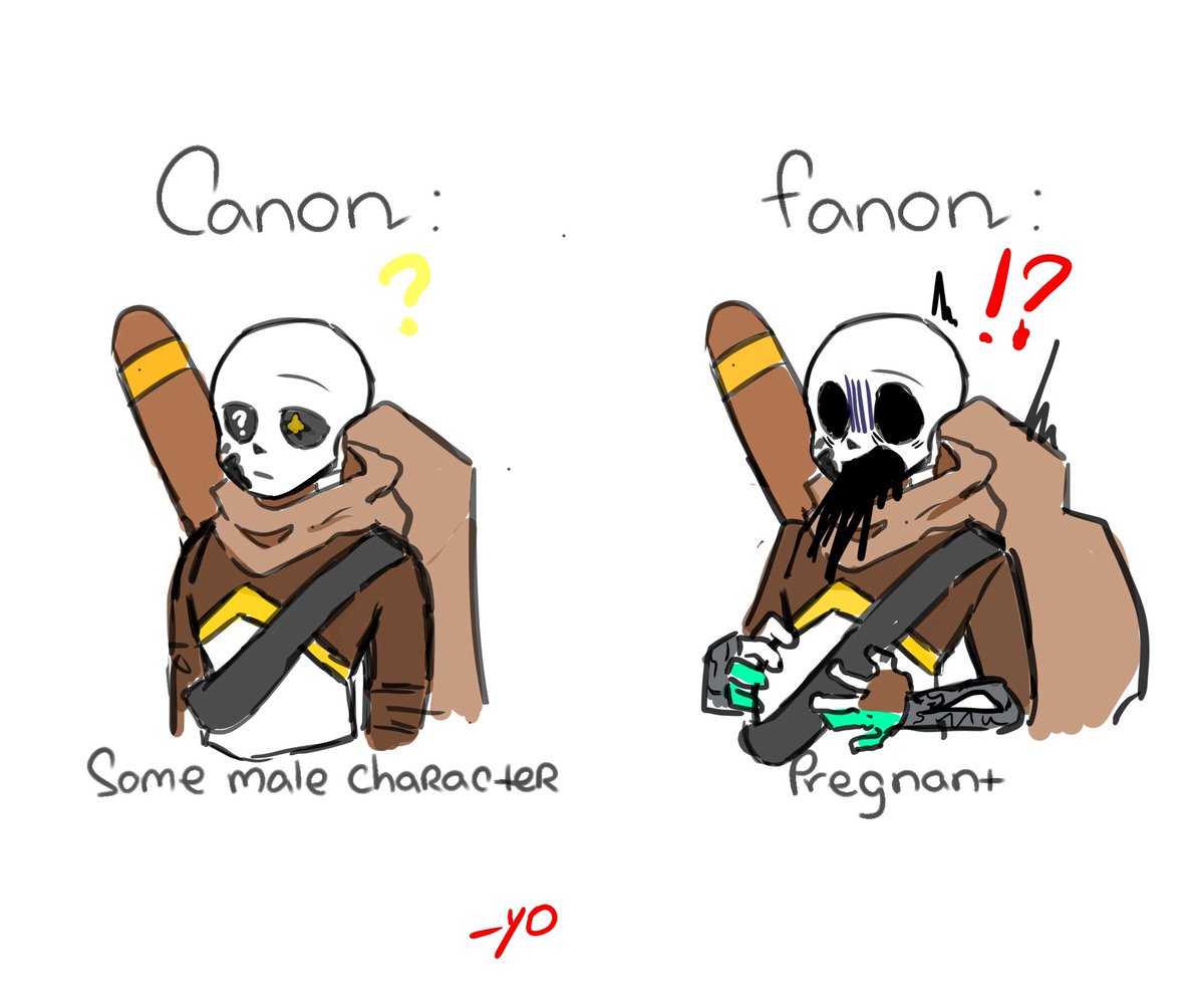 Yo_nices7's tweet photo. I saw a post with the doodle of a male character for canon and fanon soooo I thought of ink as I thought it would be funny‼️ ((and happy last new year!)) 

#inksans #undertaleAU #sans #ink https://t.co/QKYyzZiTW9
