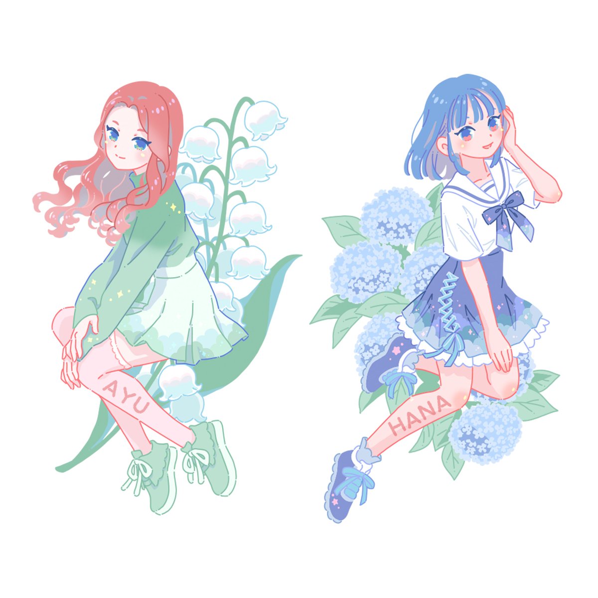 「【お仕事】アイドルグループ50天( )のアクリルキーホルダーのイラストを描かせて」|ヒロコのイラスト