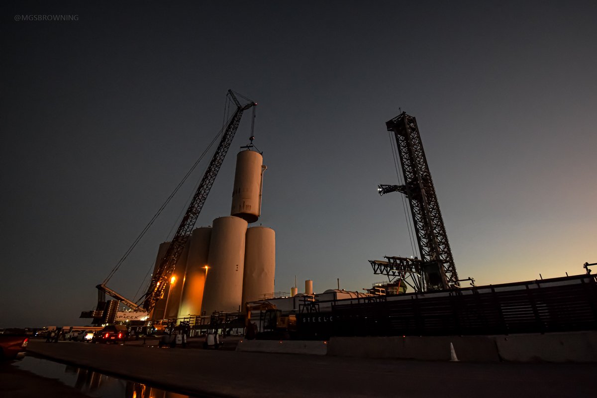 mgsbrowning's tweet photo. One year ago today. Booster 12 and Ship 30 at Massey's. Water tank removal, and a hazy "work on the OLM continues".
#Starbase #Ship30 #Booster12 https://t.co/wg7HIHlyvH