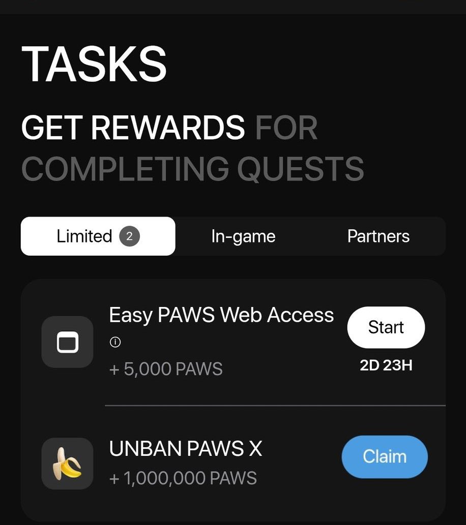 We'll get an interface like this immediately Paw's 🐾 account get unbanned 👇👇

Follow 
Retweet 
Comment with the hashtag #UNBAN_PAWS_X #Unbanpawsx
 
LFG!!!!!!!!!!!!!! 🔥 🔥 🔥 🔥 
#PAWS #TON #Airdrop <a href="/PawsUpCult/">PAWS CULT</a>