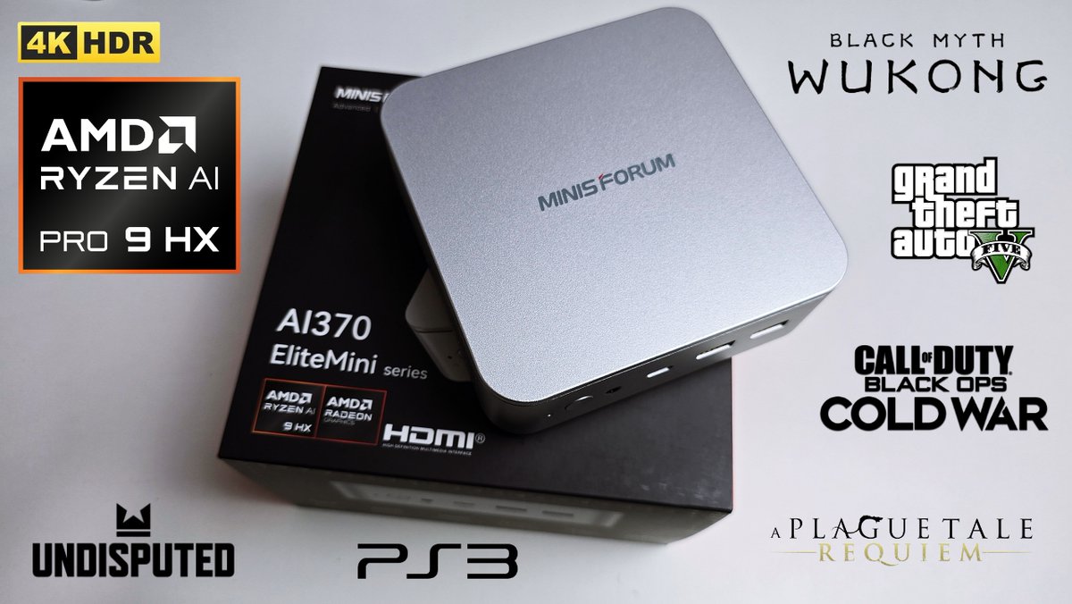 ChigzTechReview's tweet photo. NEW VIDEO: Minisforum EliteMini AI370 Mini PC Review with Ryzen Ai 9HX
▶️ https://t.co/GmrakhZY7a
--
#Minisforum #EliteMiniAI370 #minipc #AMDRyzenAI9HX370 #gamingpc #BlackMythWukong #GTAVI #CallofDutyColdWar #APlagueTale #Undisputed #PS3emulation https://t.co/bzG2hbT7CT