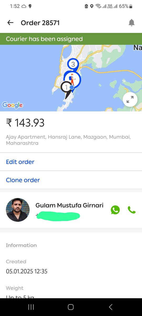 iamchawdaa's tweet photo. Requesting you to please get in details, look into this matter and let me know the reason behind such a hefty delay on a sunday for order which was not more than 5 6 kilometers and delivery guy took more than 1 hour 15 minutes to deliver.
#Borzo 
@BorzoIndia https://t.co/0IYcObm0Wd