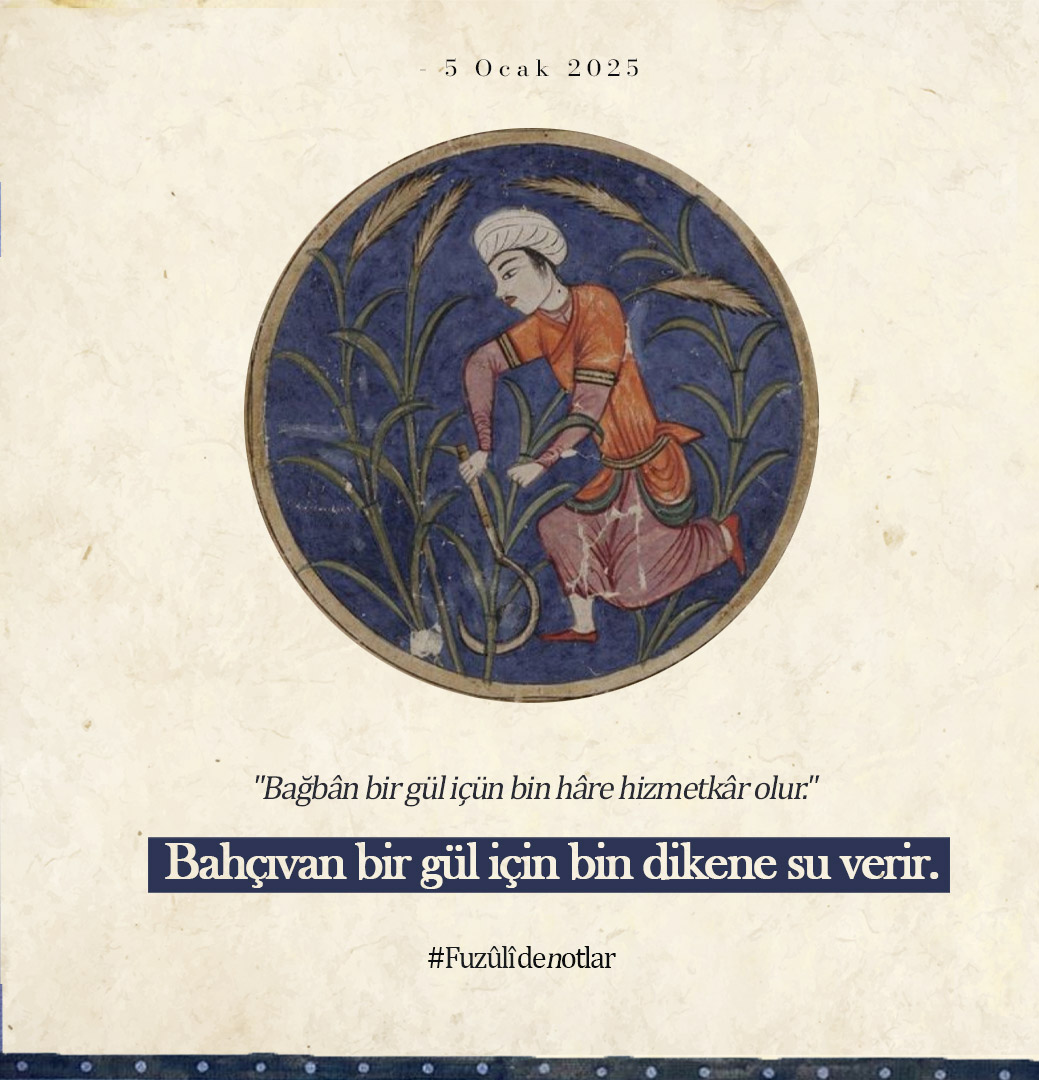 "Bahçıvan bir gül için bin dikene su verir." 🌹

Fuzûlî