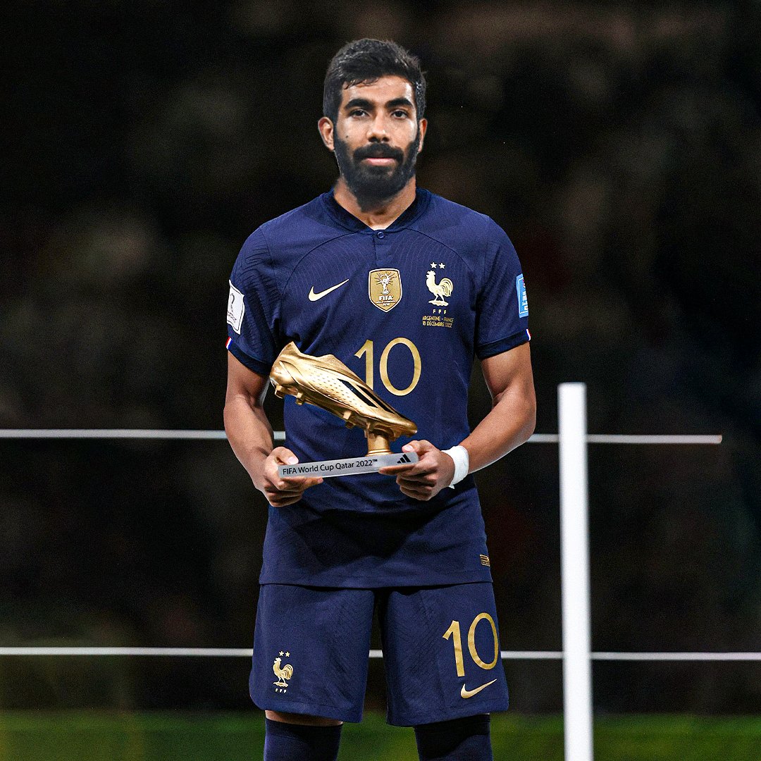 Cricketracker's tweet photo. Jasprit Bumrah with Player of the series award in BGT 2024-25