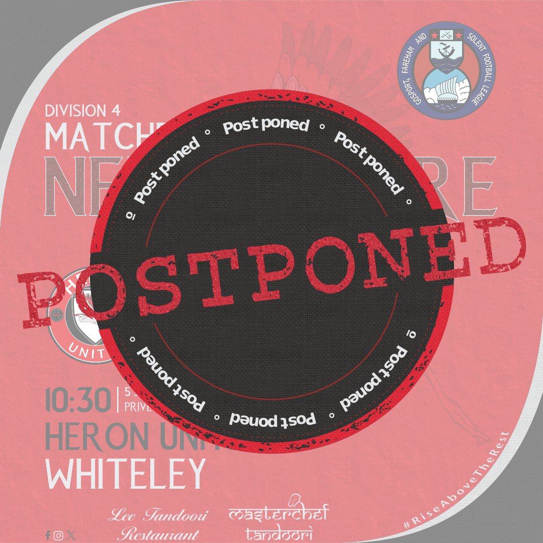 Heronutd's tweet photo. Sunday 5th January 2025

Due To Weather Conditions

Our Game Vs @WhiteleyFC 

Has Been Called Off

🔴⚫⚪
#UTH #RiseAboveTheRest https://t.co/hs6VyE5Tvr