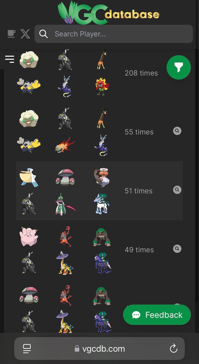 VGCdatabase's tweet image. Most commons teams on showdown from last week on regulation G
Do you think theses will also be common on upcoming official tournaments?
#VGC #PokemonVGC