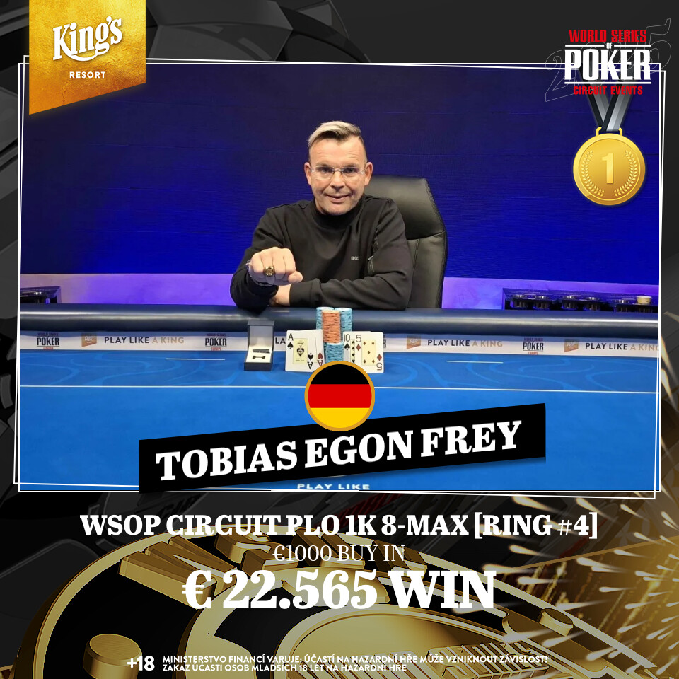 PokerroomKings's tweet photo. 🥇🏆🥇Announcement of the Winner 🥇🏆🥇

Congratulations go to Tobias Egon Frey from 🇩🇪 Germany 🇩🇪, who has won the WSOP Circuit PLO 1K 8-Max [RING #4] and took home €22,565! 💰💰👏🎊🎉

⭐️ Be the next winner! ⭐️

Find your tournament here!
https://t.co/TWQEM3Ut9A https://t.co/8ojZCNHljf