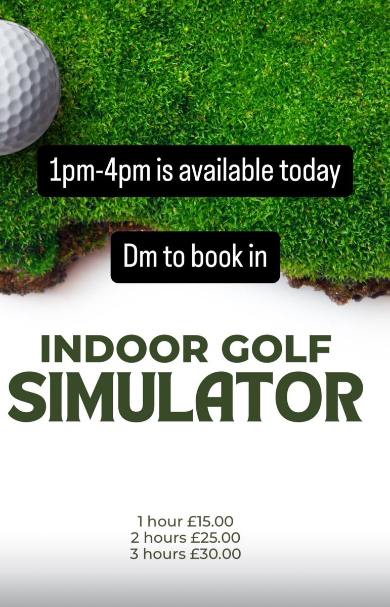 Our <a href="/TrackmanGolf/">Trackman Golf</a> simulator is available today from 1pm-4pm

DM to book in