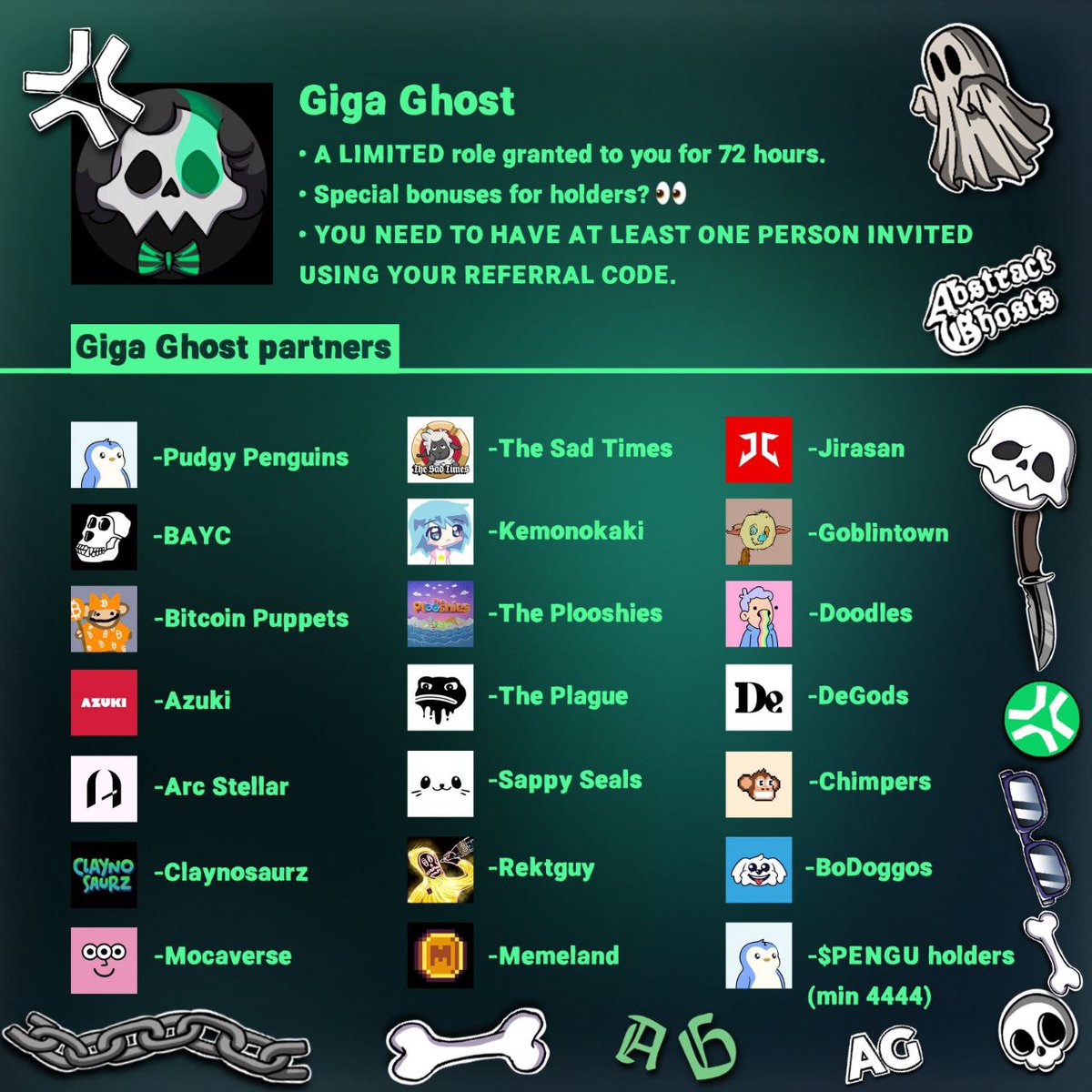 defisecretx's tweet photo. Project NFT บน Abstract: Ghosts loving ghosts 👻 

Don’t sleep on the new big project on @AbstractChain

ไม่เสียเงิน Link: https://t.co/yCyz8KHI2a
Connect EVM
Ref Code: BOQB

Special Role สำหรับใครที่มี NFT ตามรูปยี้ 

check this out: https://t.co/2Dn2Dqv2pa https://t.co/fH1c4UsSa7