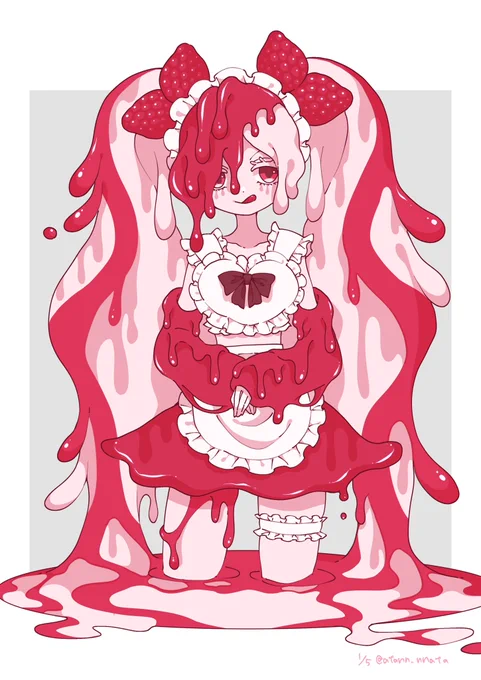 #いちごの日 いちごミルクスライムメイドさん