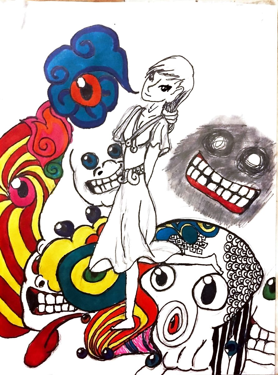 The anxiety I feel takes over my mind. I have headphones on when I go out in public, and blast the music high to fade my surroundings away. Sometimes it works, sometimes it gets worse. Either way, I can never escape the anxiety I feel...
🎩 
#anxiety #horror #Anime