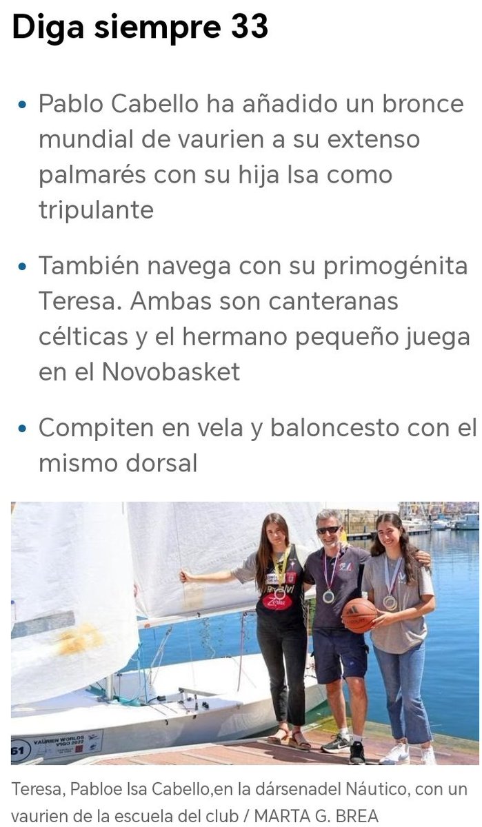 AgrasFernando's tweet photo. El pequeño de una saga familar con dos hermanas mayores tb jugadoras de baloncesto, una de ellas a la vez regatista en la variedad Vaurien, que el pasado verano lograba el bronce en el Campeonato del Mundo junto al patriarca, Campeón del Mundo en 2017. Con el n° 33 como talismán. https://t.co/ukbElxN6TM