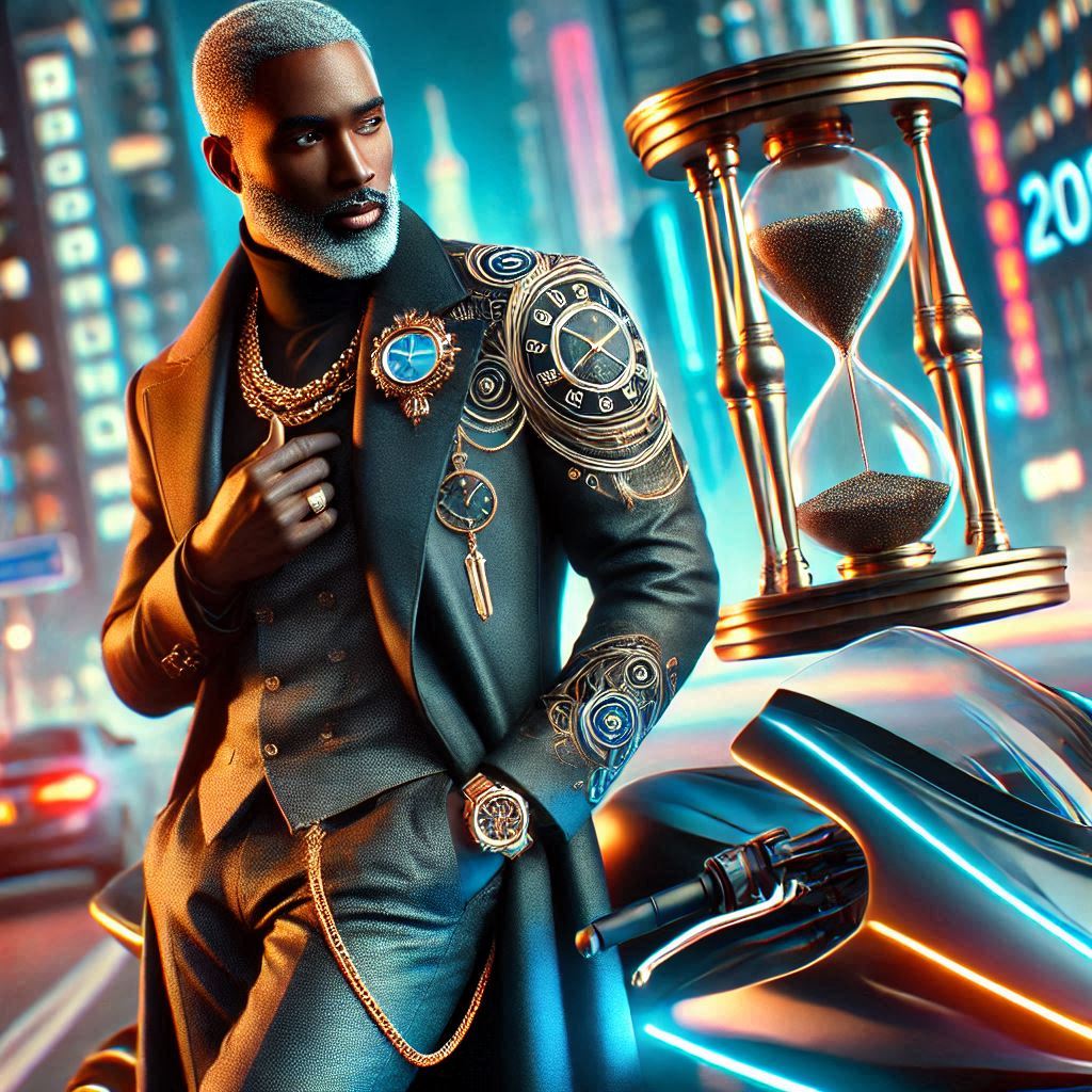 7lioness2014's tweet image. "Mastering time, one stylish moment at a time." #TimeMaster #StyleChronicles #FutureFashion
Captioned by #GPT4 #aiart
Contact us for art on Merch, notebooks, journals, coloring books. afrodiasporan.cloud