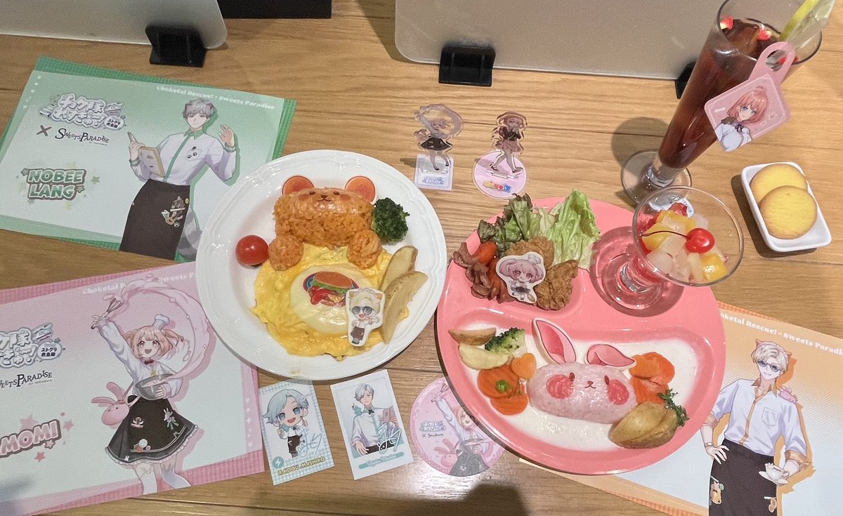 Thereishope925's tweet photo. 全部全部可愛くて美味しかった〜！
コースターもランチョンマットも、ももみちゃんが来てくれて嬉しかすぎた！

楽しかった〜！ #チョケ隊スイパラ https://t.co/JifG2WeHX8