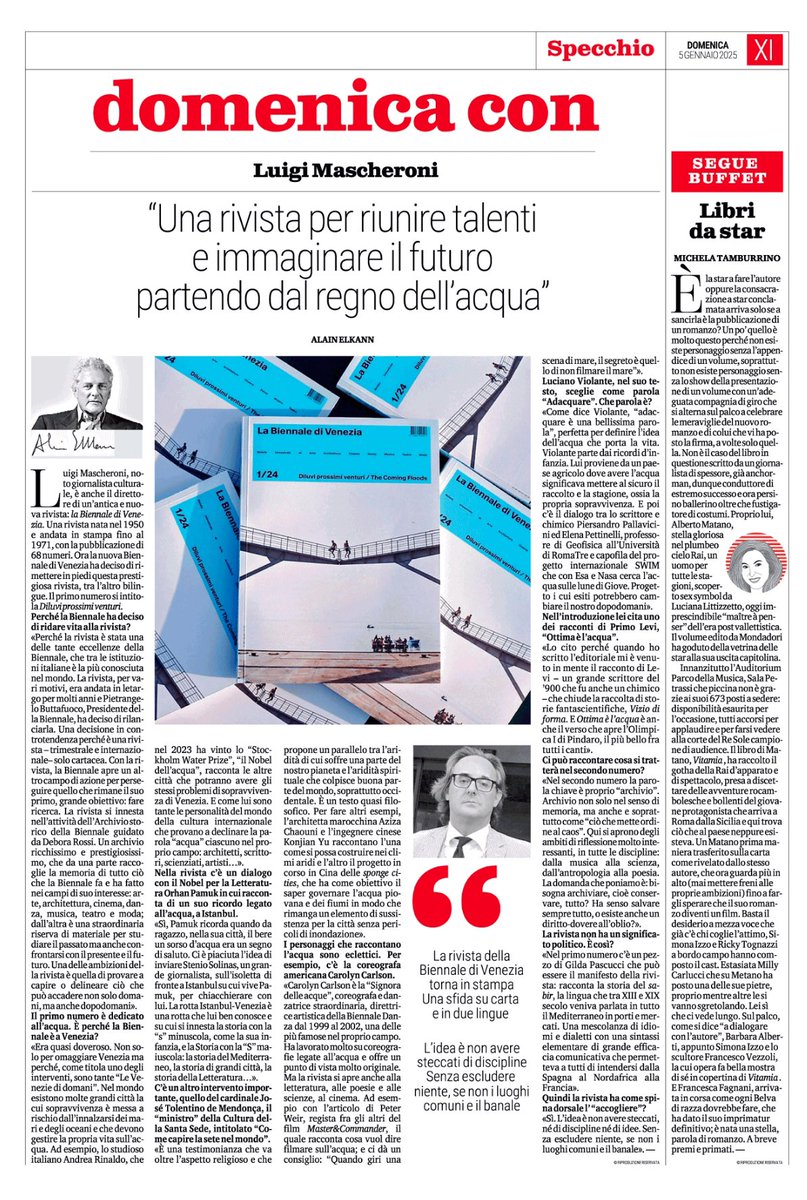 Grazie ad <a href="/AlainElkann/">Alain Elkann Interviews</a> per la bellissima intervista uscita oggi su <a href="/LaStampa/">La Stampa</a> per raccontare la nuova rivista “La Biennale di Venezia” <a href="/la_Biennale/">La Biennale di Venezia</a>